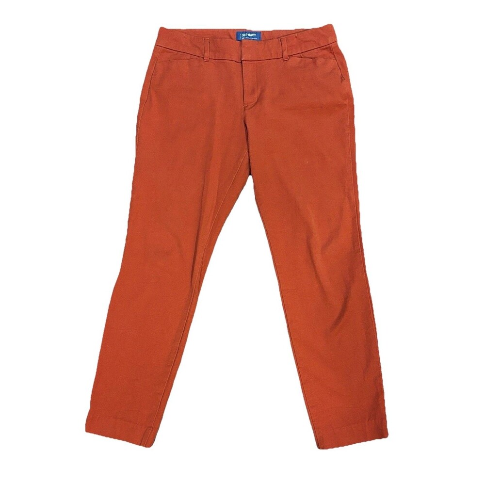 Old Navy Pixie Pants Womens 8 Orange/Red Mid Rise Ankle Skinny 26.5" Inseam Work